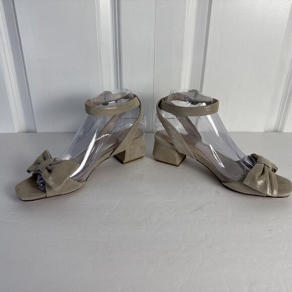 Pelle Moda Womens Beige Glitter Bow Leather Block Heel Shoes Sz 7 Medium‎ EUC - Picture 3 of 8
